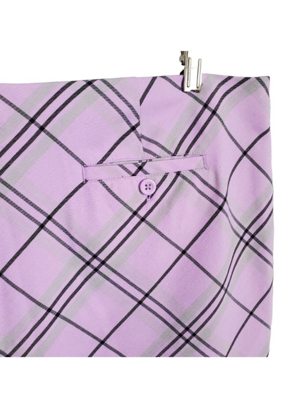 Greg Norman Size 14 Skort Golf Skirt Shorts Pockets Side Zip Lined Purple Plaid - Picture 9 of 10